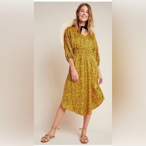 Anthropologie Marigold Patterned Dolman Sleeve Midi Dress.Small. Excellent Cond